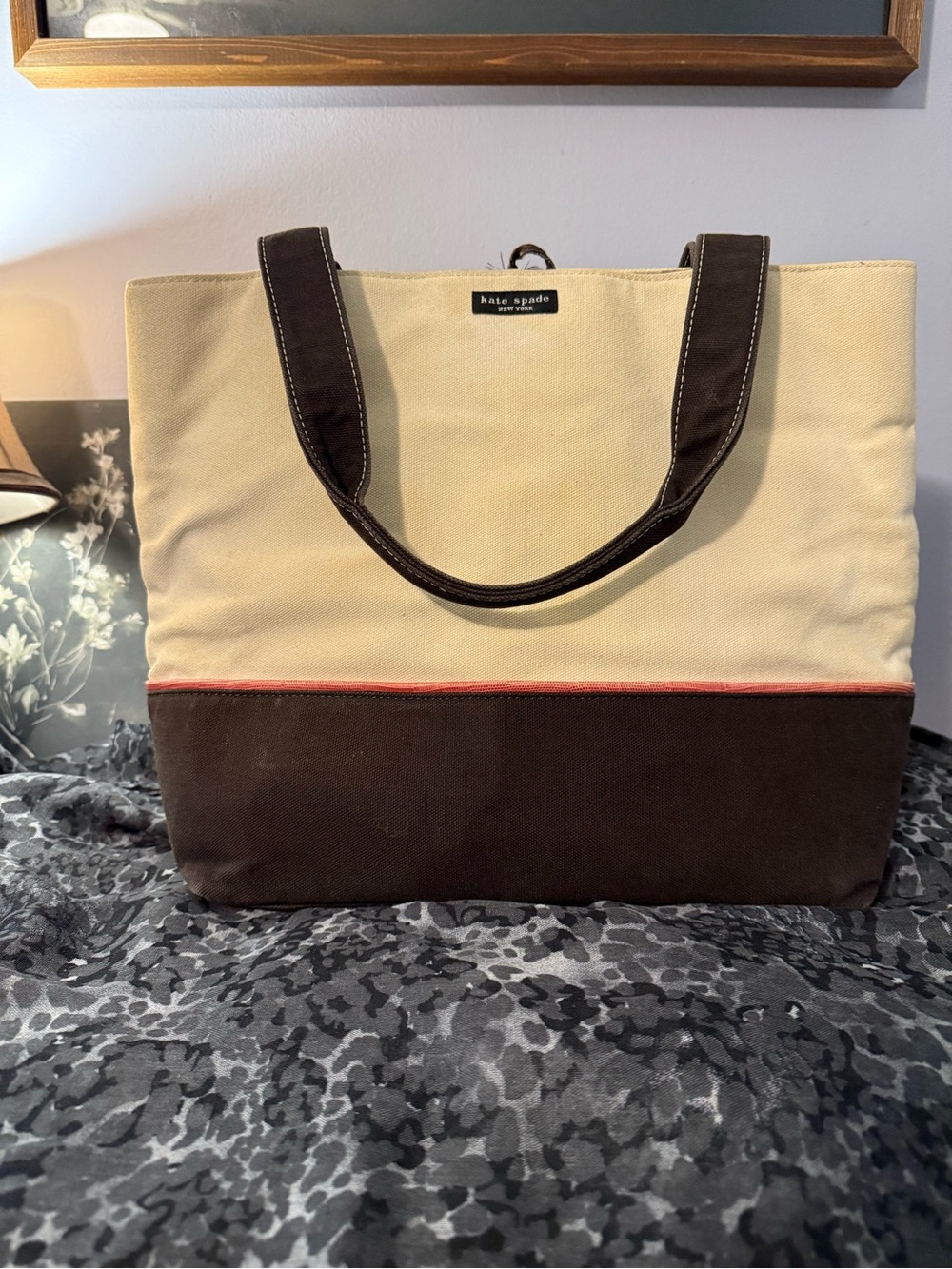 kate spade Cream and Brown Canvas Bag Finn